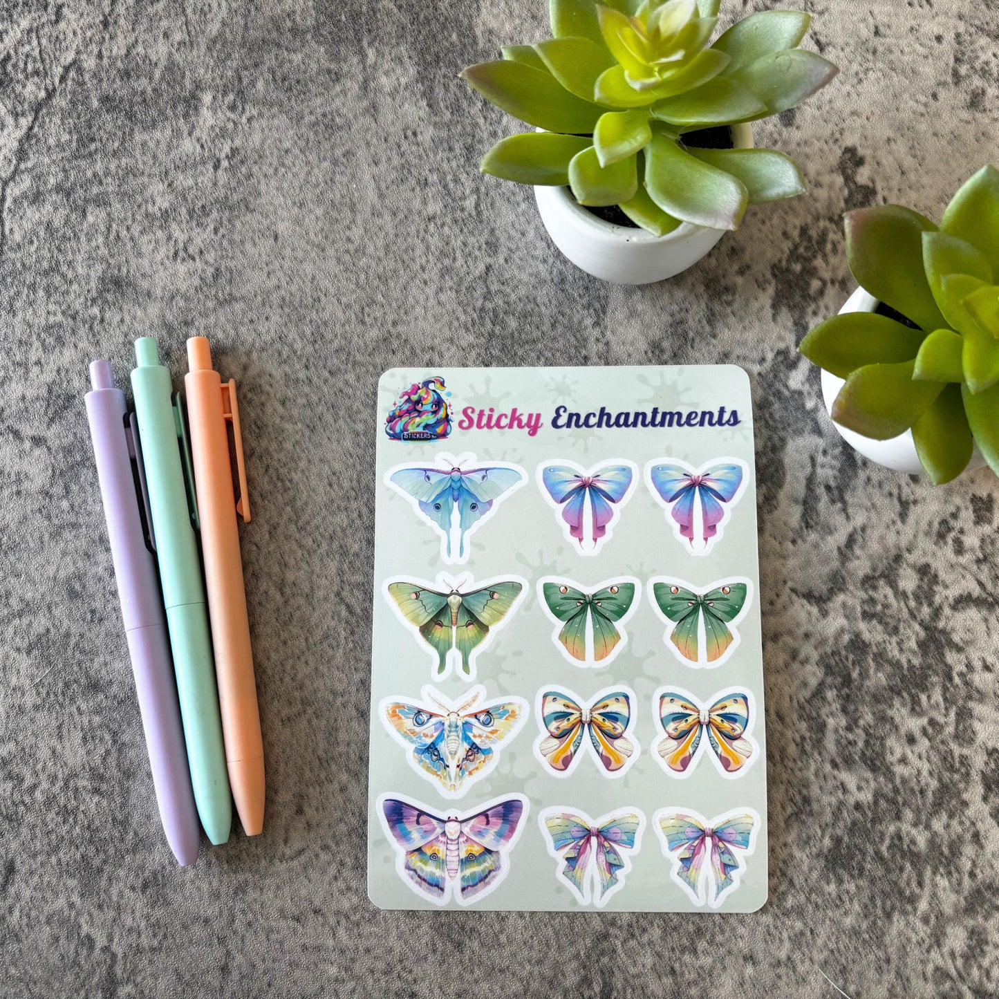 Cute Coquette Bows and Moths Vinyl Sticker Sheet