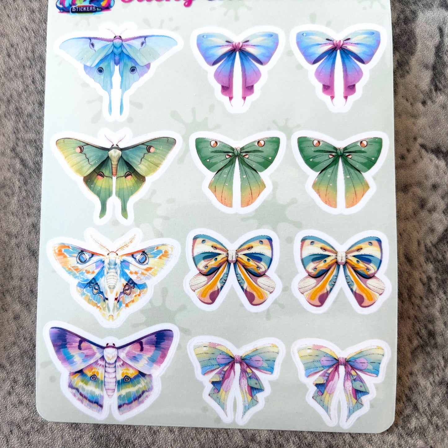 Cute Coquette Bows and Moths Vinyl Sticker Sheet