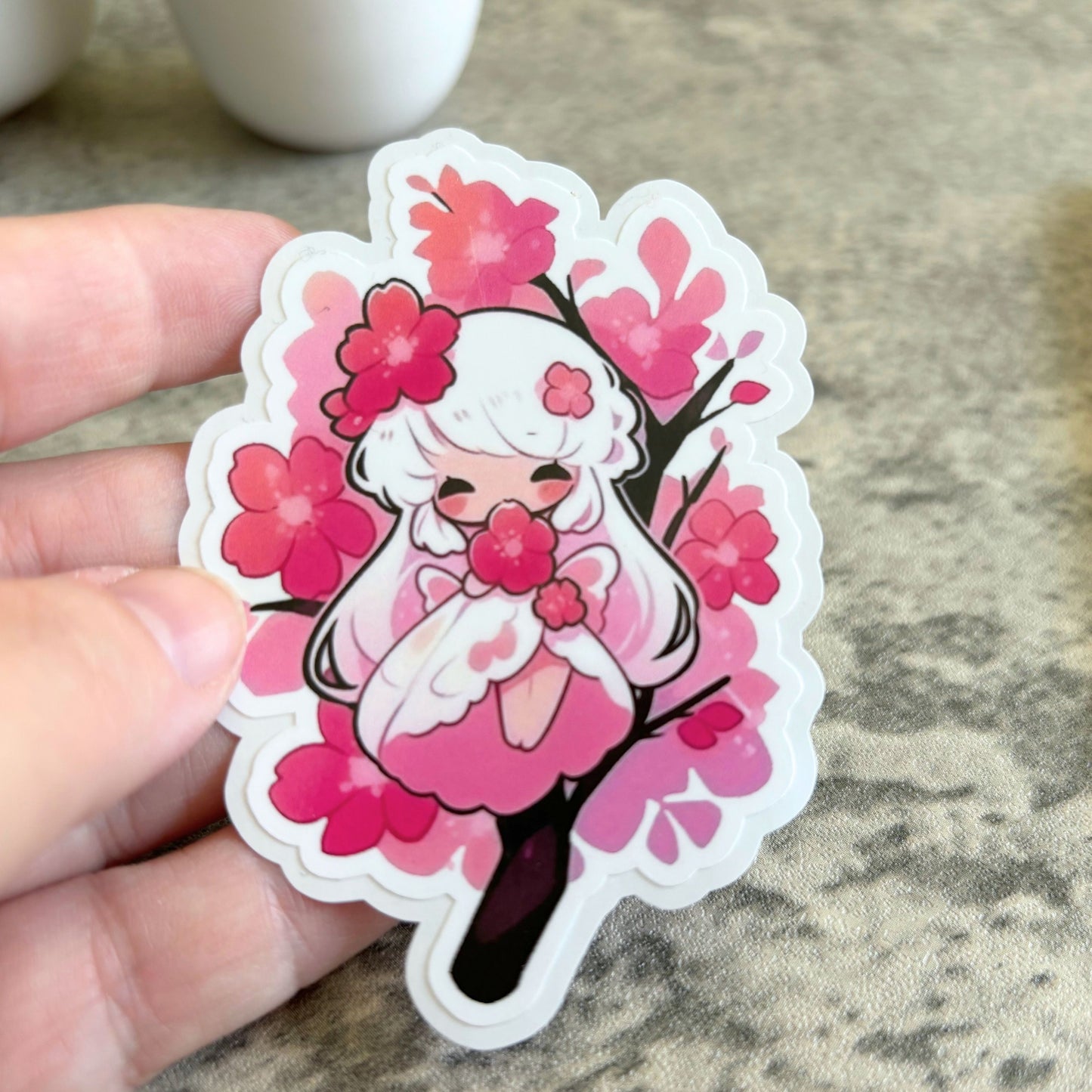 Cherry Blossom Fairy Sticker, Pink Bough