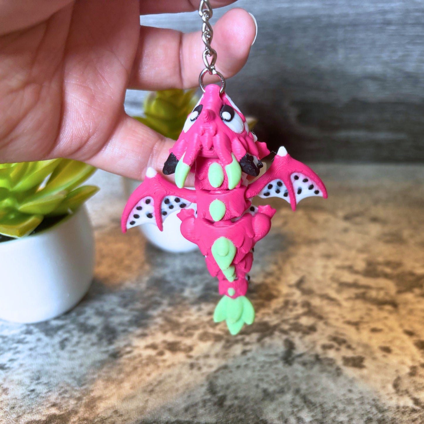 Cute Dragon Fruit Dragon Keychain, Zipper Charm, Purse and Backpack Accessory