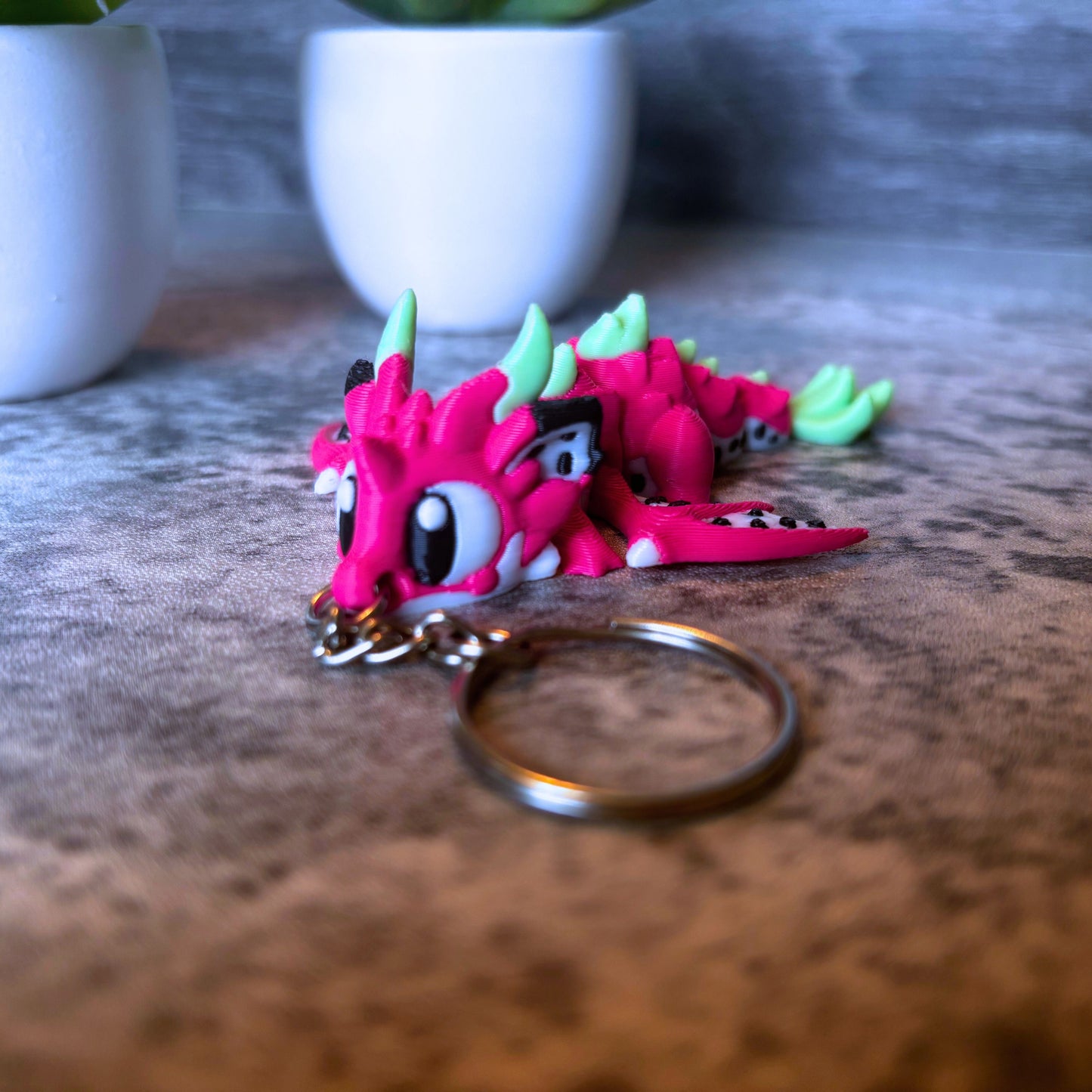 Cute Dragon Fruit Dragon Keychain, Zipper Charm, Purse and Backpack Accessory