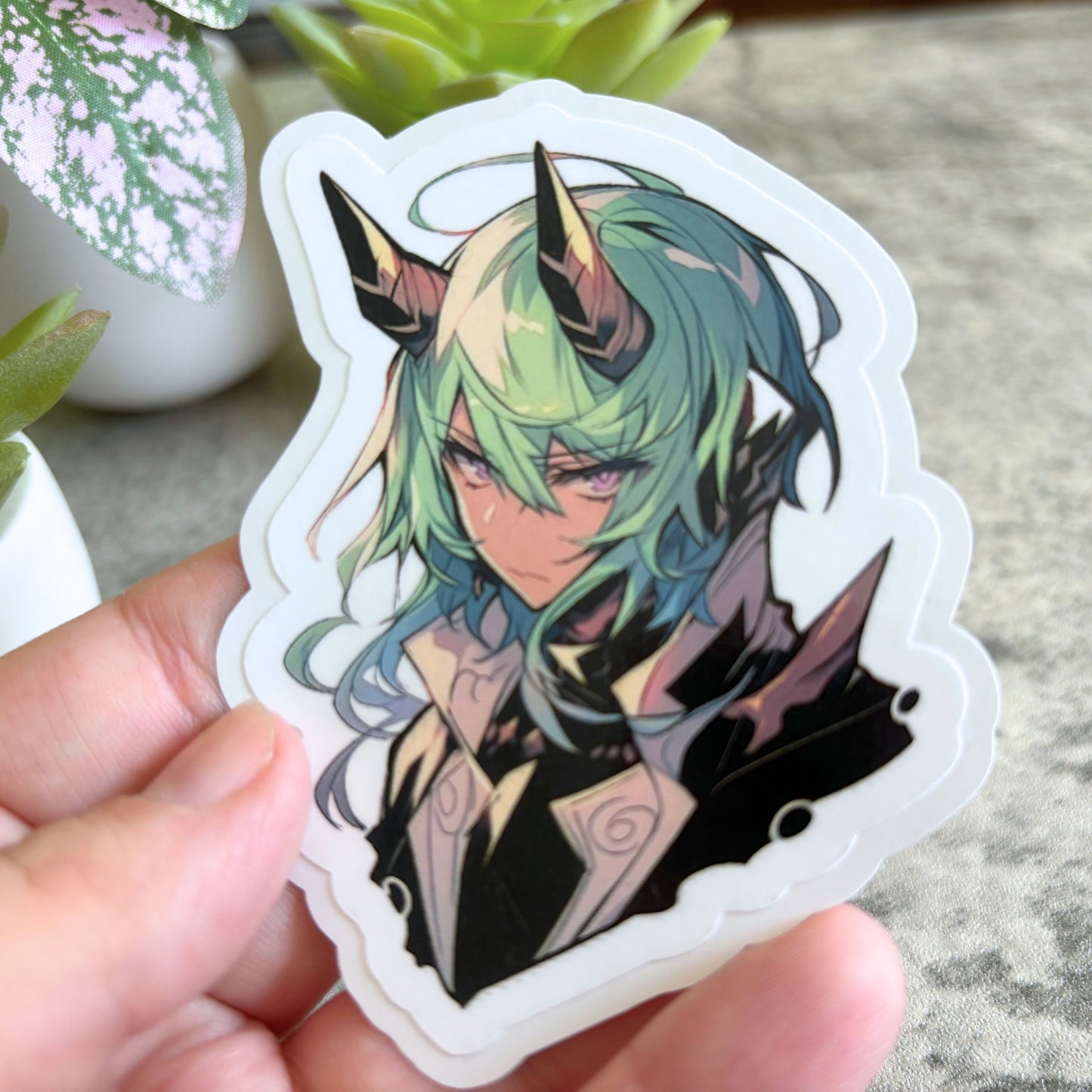 Handsome Elf Warrior Prince Sticker, Green-Haired 3"