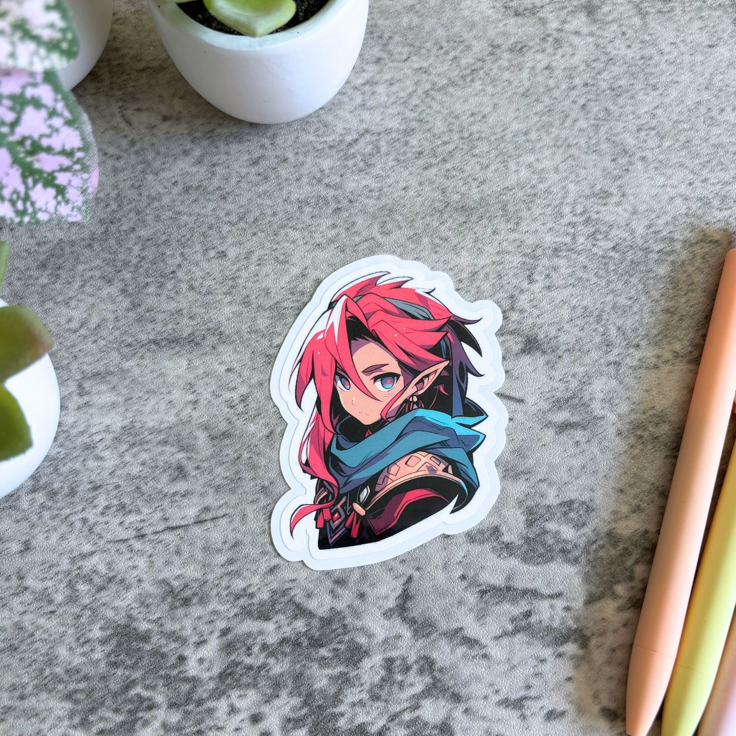 Handsome Elf Warrior Prince Sticker, Red-Haired 3"