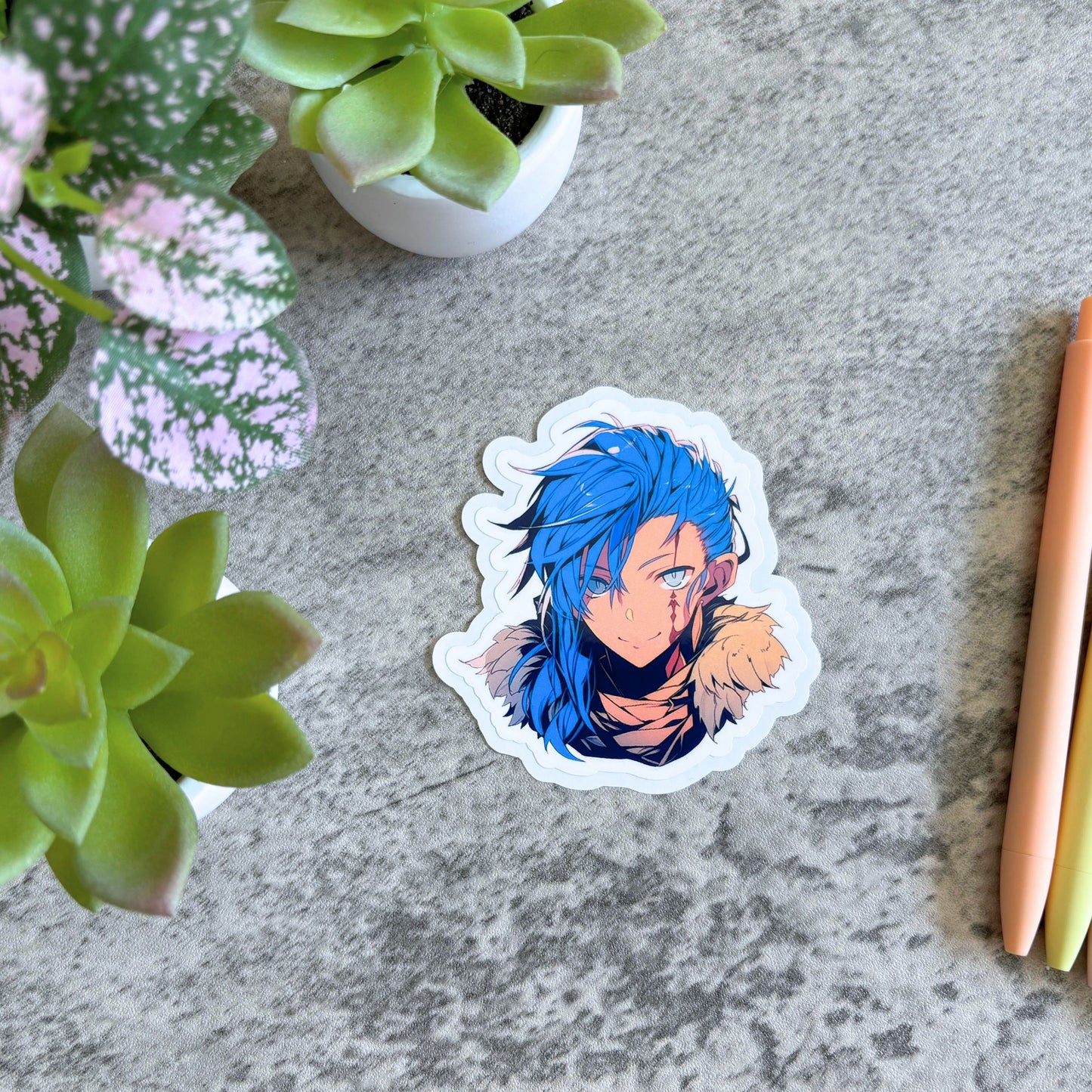 Handsome Elf Warrior Prince Sticker, Blue-Haired 3"