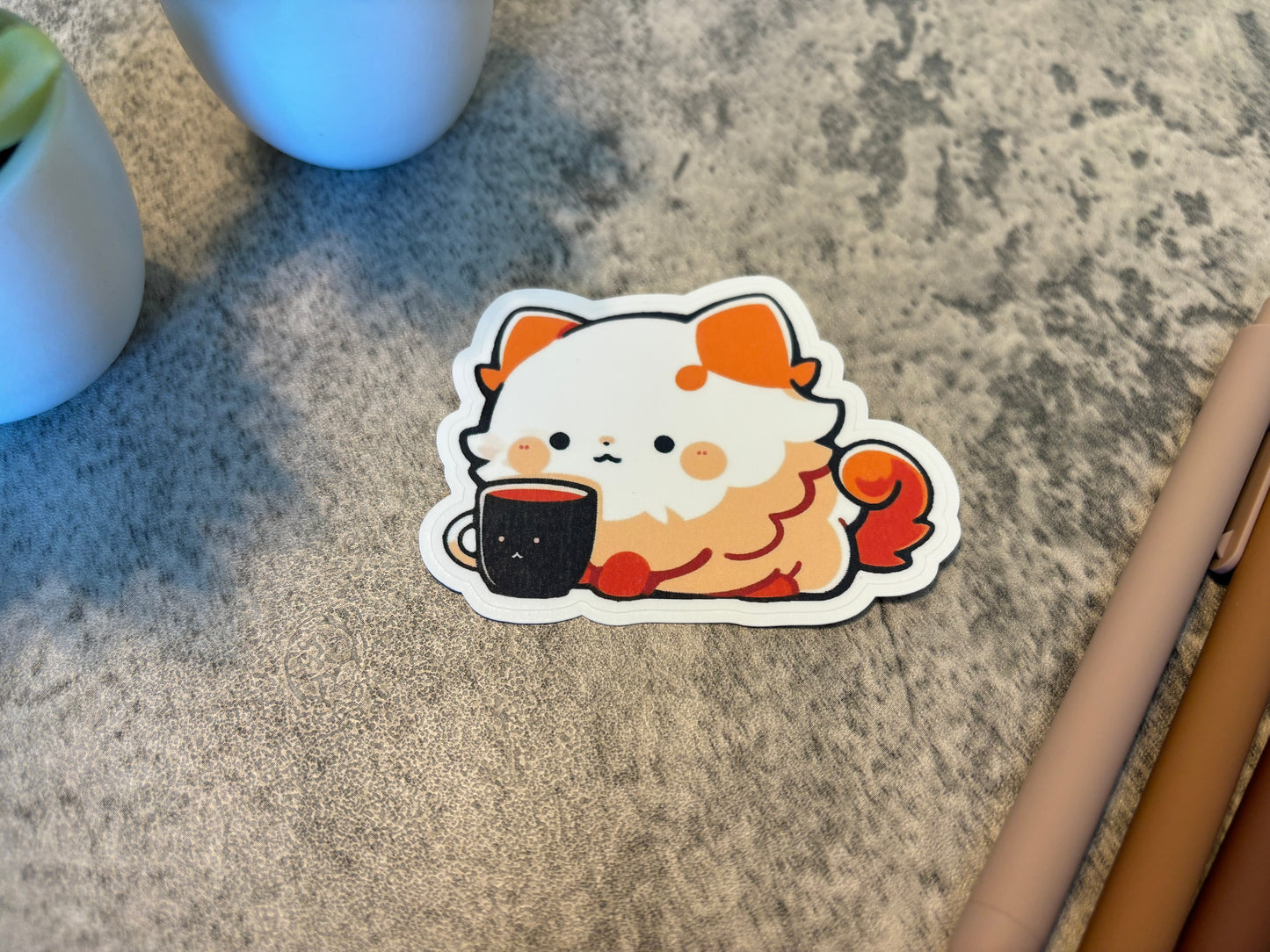 Coffee Mug Cat Sticker