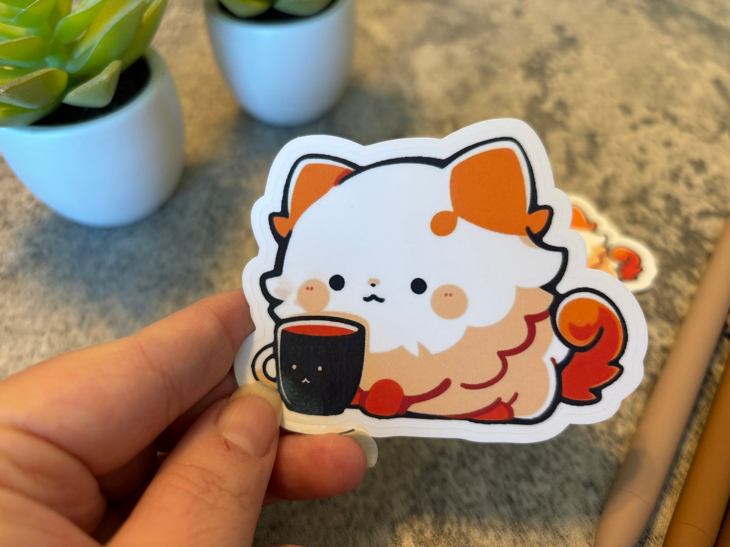 Coffee Mug Cat Sticker
