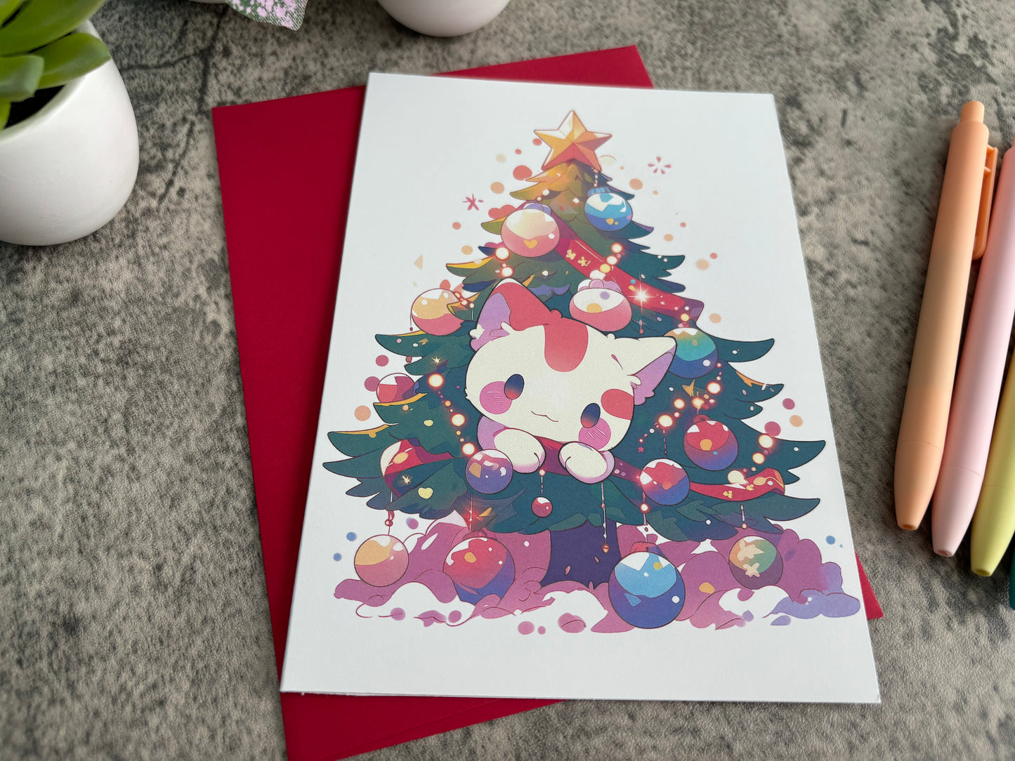 Cute Christmas Holiday Card Kitty