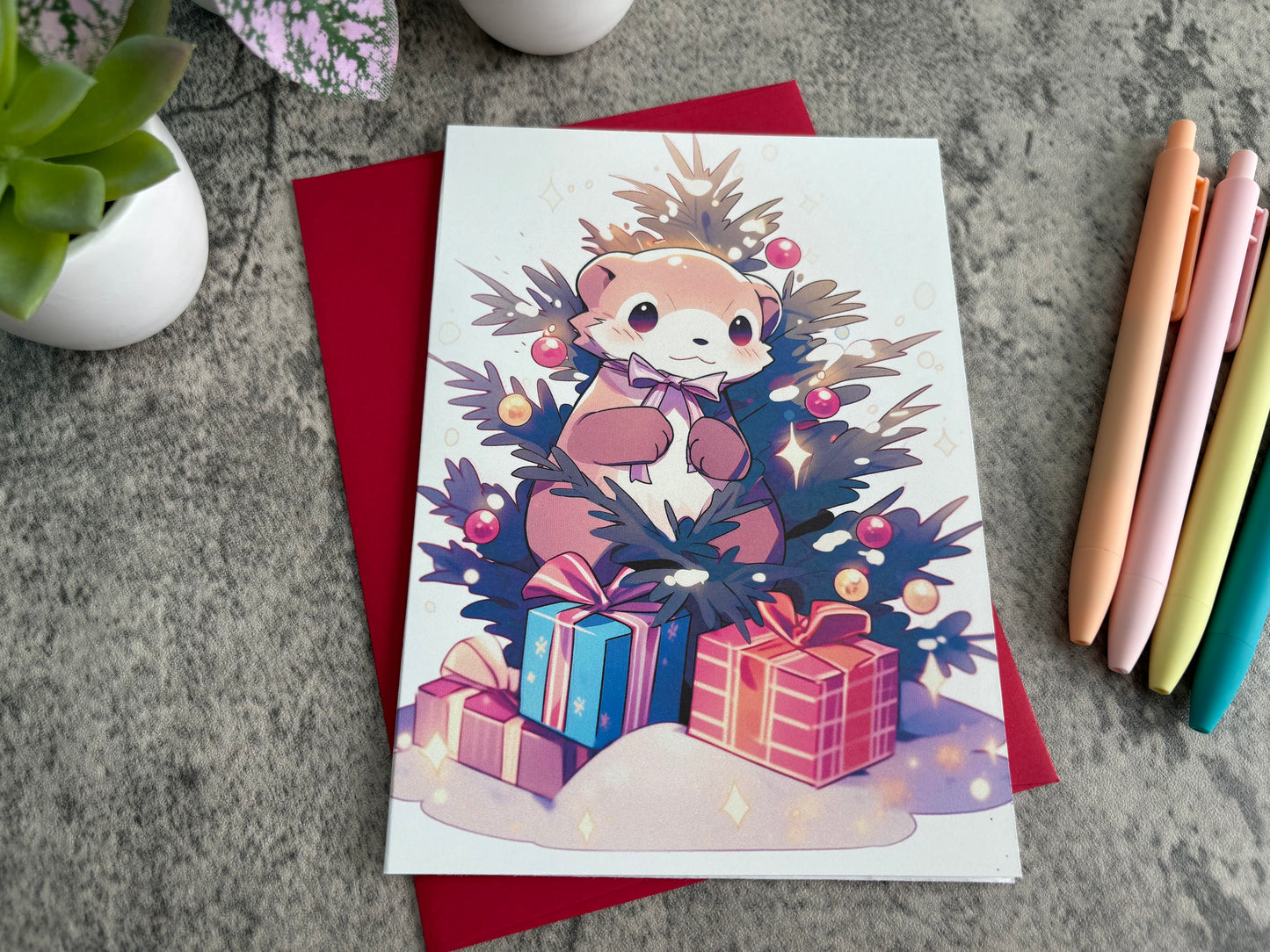 Cute Christmas Holiday Card Otter