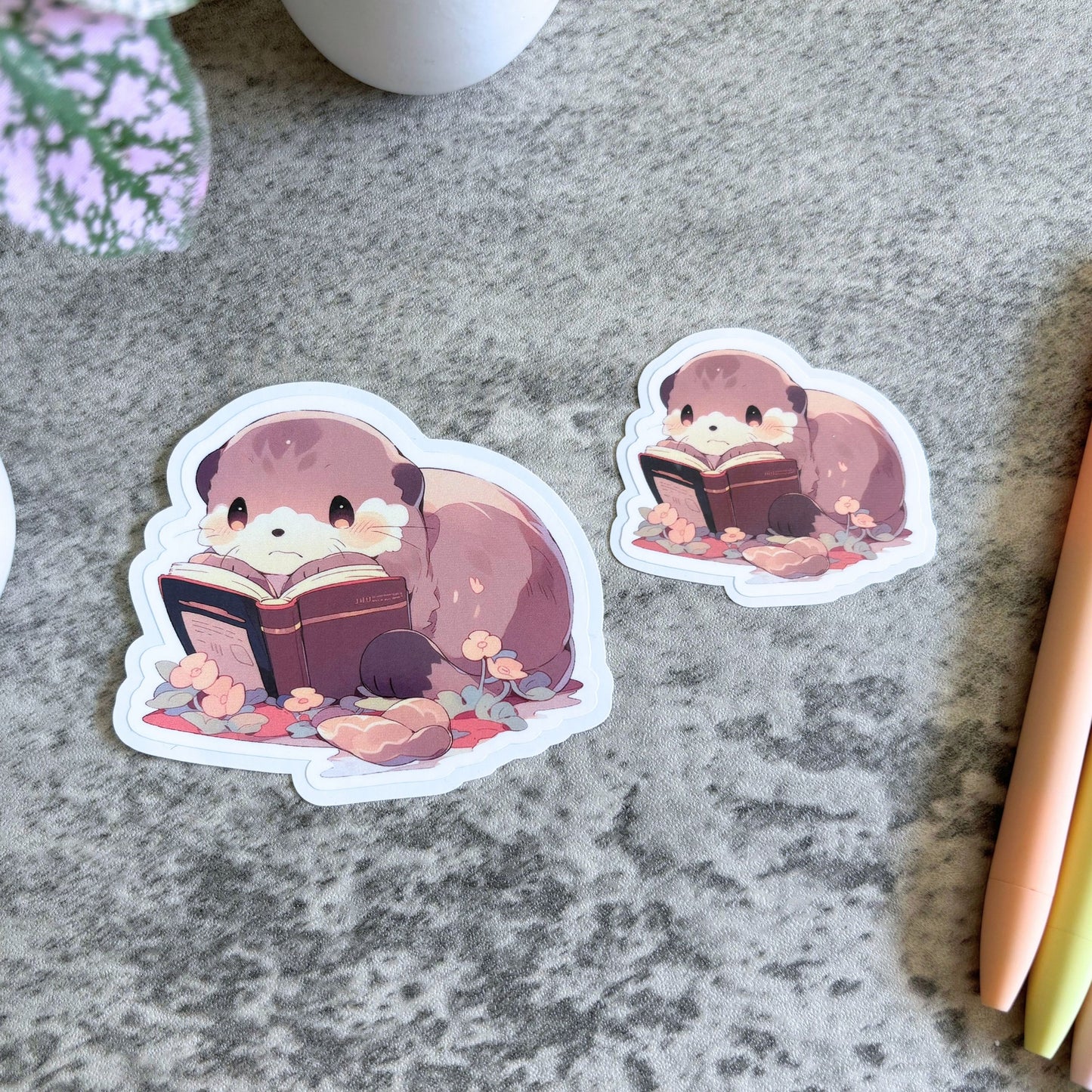Otter Reading a Book Sticker