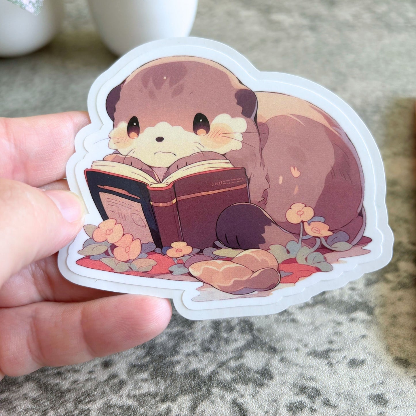 Otter Reading a Book Sticker