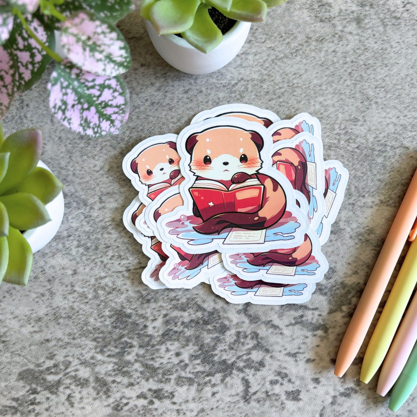 Otter Studying Sticker