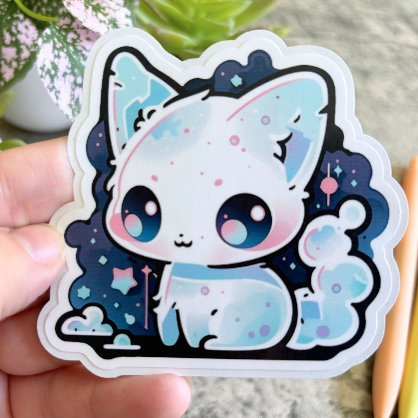 Puffy Cloud Cat Sticker