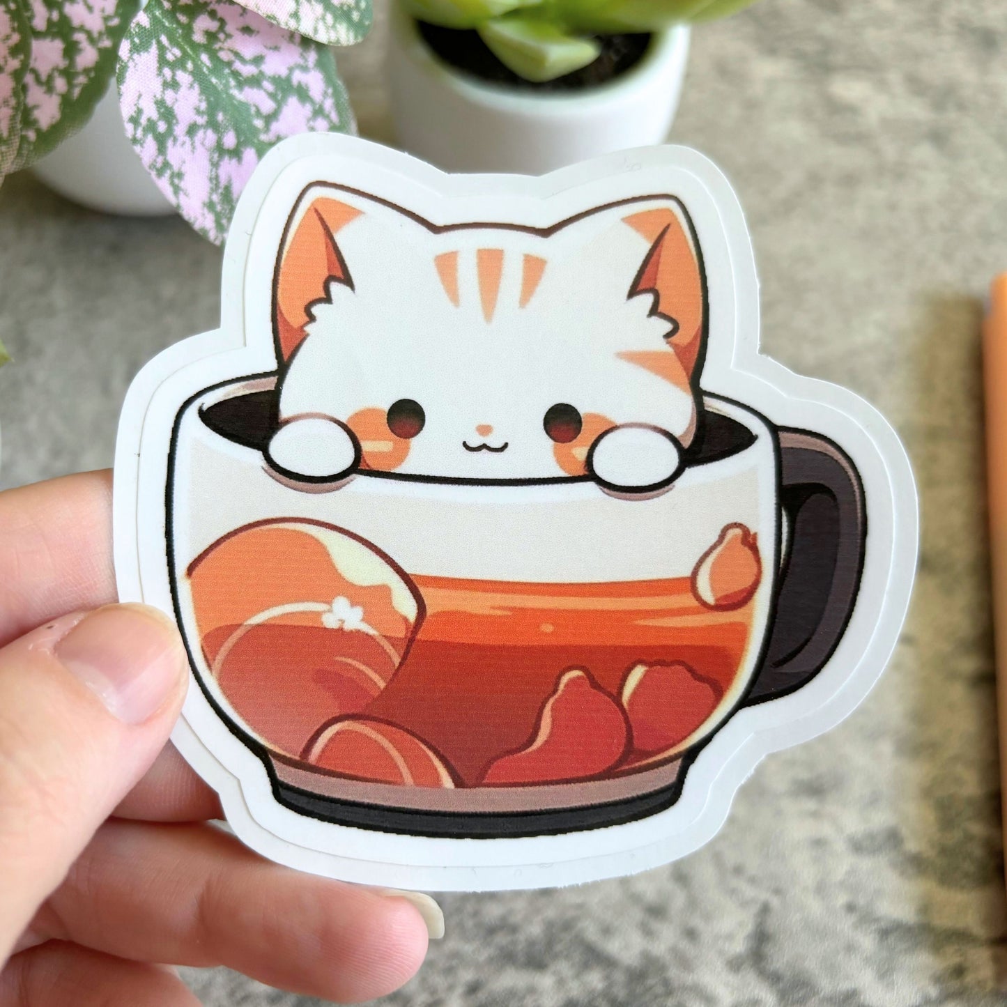 Tea Cup Cat Sticker