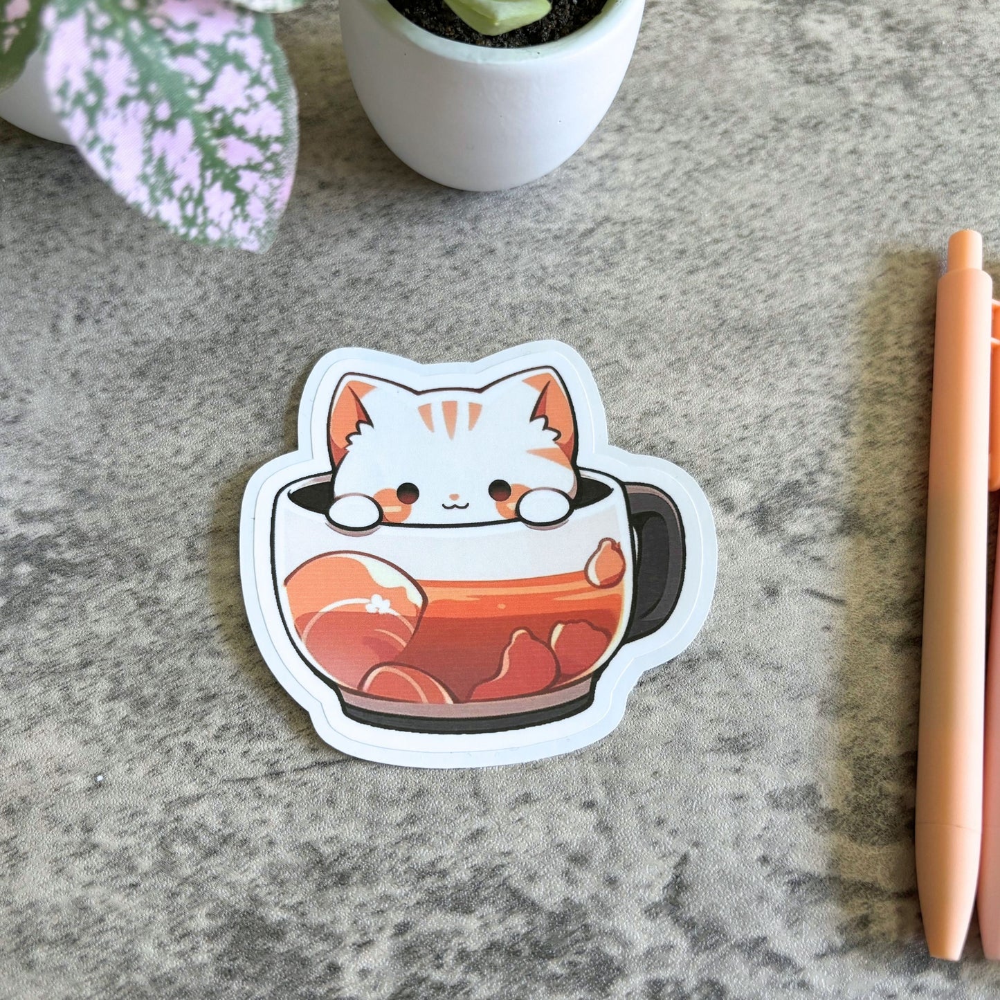 Tea Cup Cat Sticker