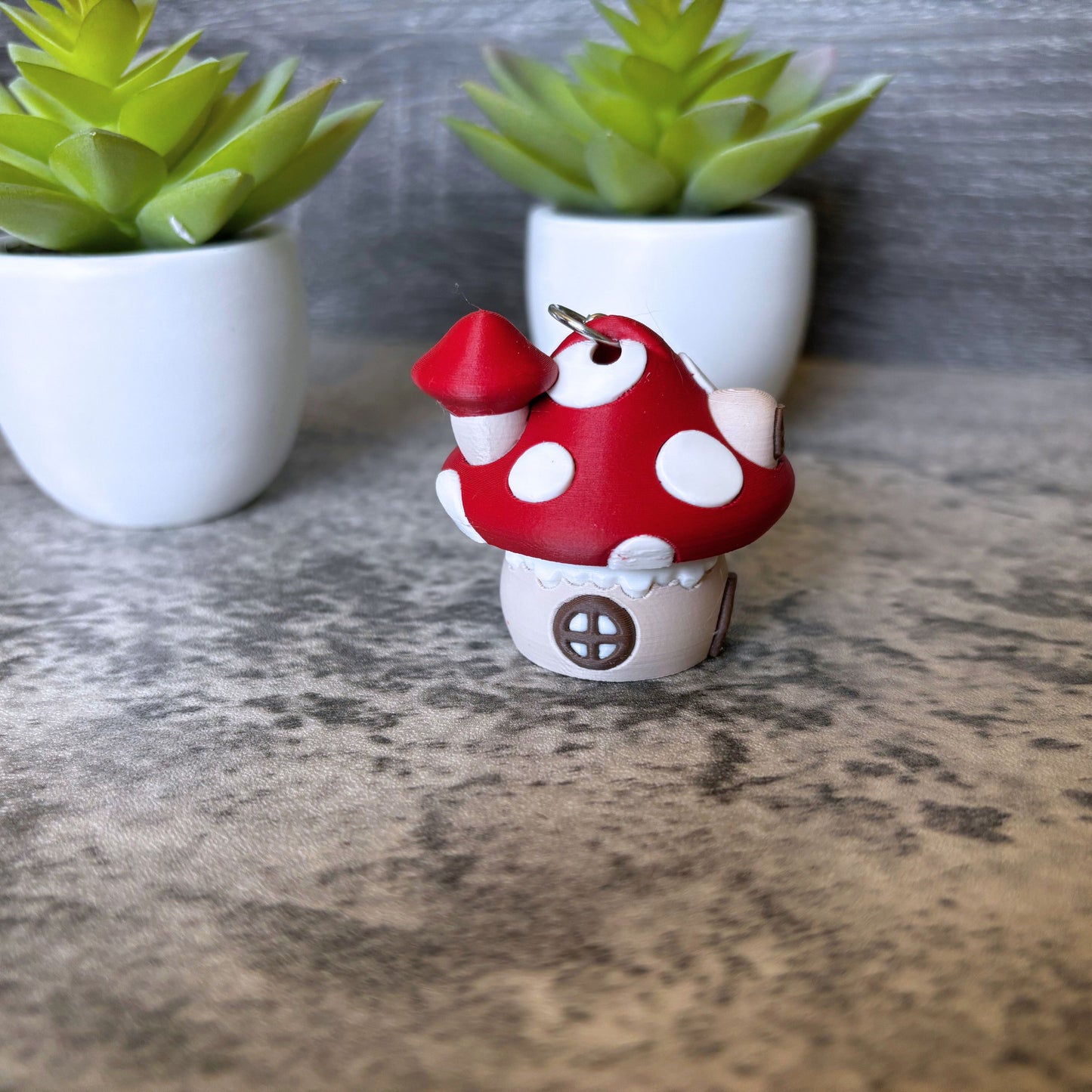 Mushroom House Clicker Keychain, Purse, and Backpack Accessory