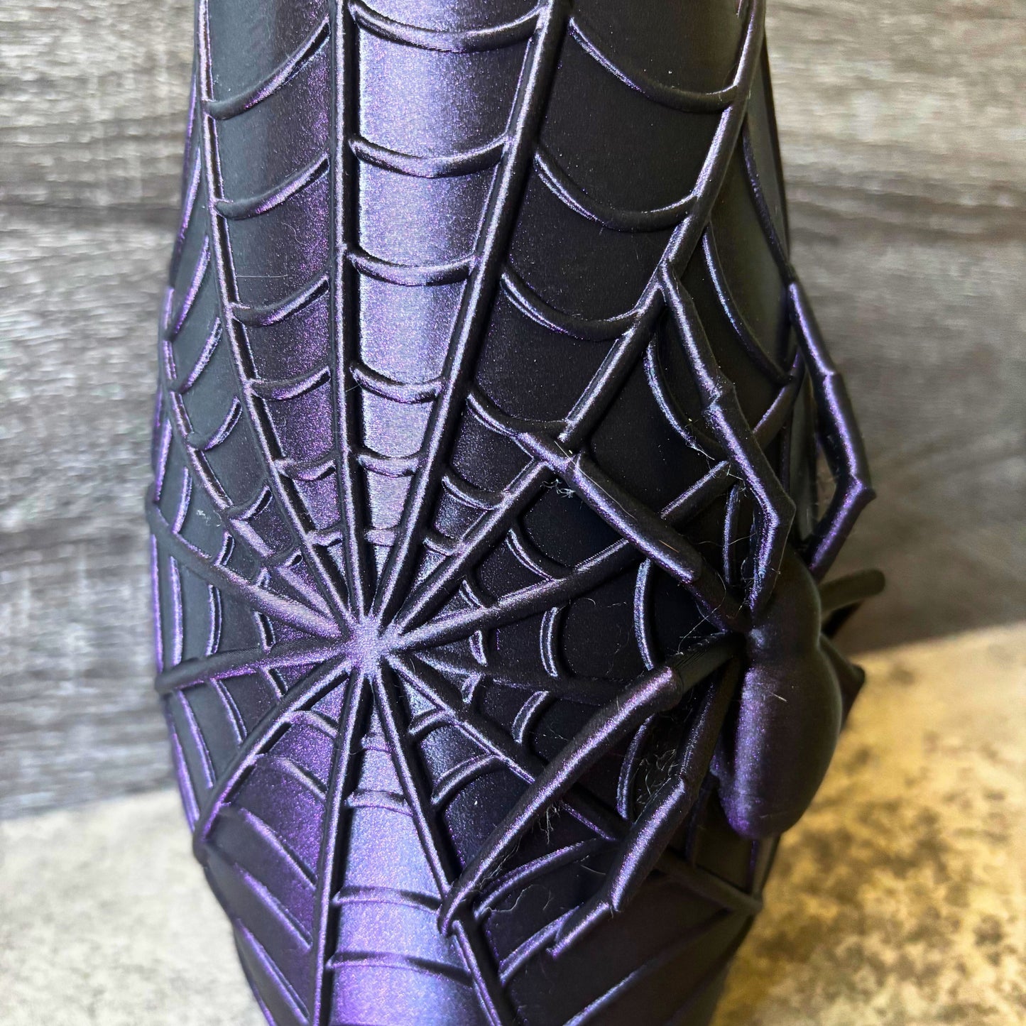 Modern Gothic Spiderweb Vase with Raised Design, Elegant Spooky Home Décor
