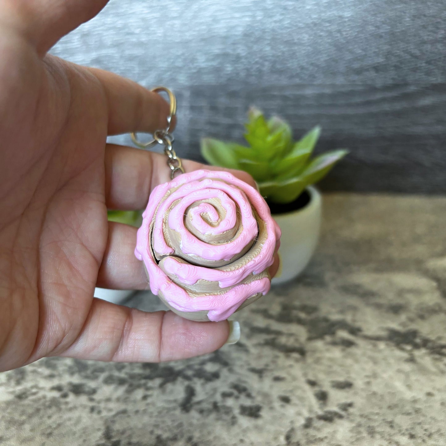 Cute Cinnamon Roll Clicker Keychain, Purse, and Backpack Accessory