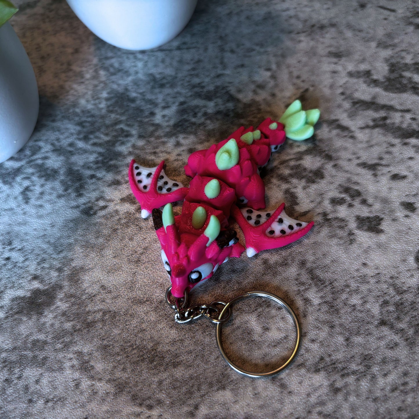 Cute Dragon Fruit Dragon Keychain, Zipper Charm, Purse and Backpack Accessory