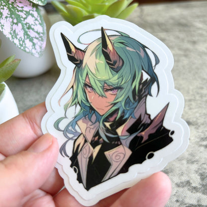 Handsome Elf Warrior Prince Sticker, Green-Haired 3"