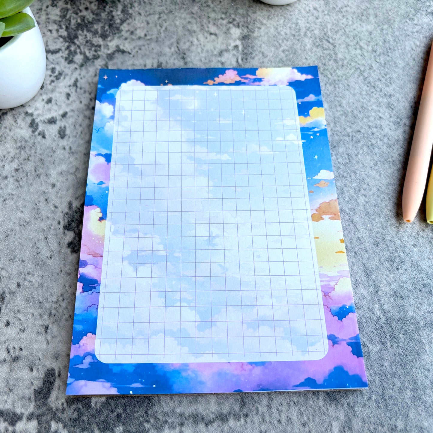 Kawaii Sunset Notepad, Grid Lines