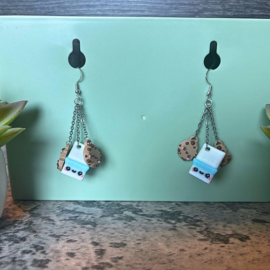 Handmade Kawaii Cookies and Milk Earrings