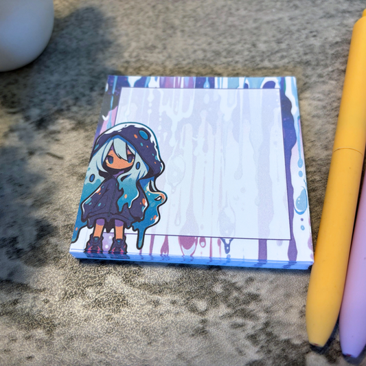 Kawaii Slime Girl Memo Pad, Green and Teal