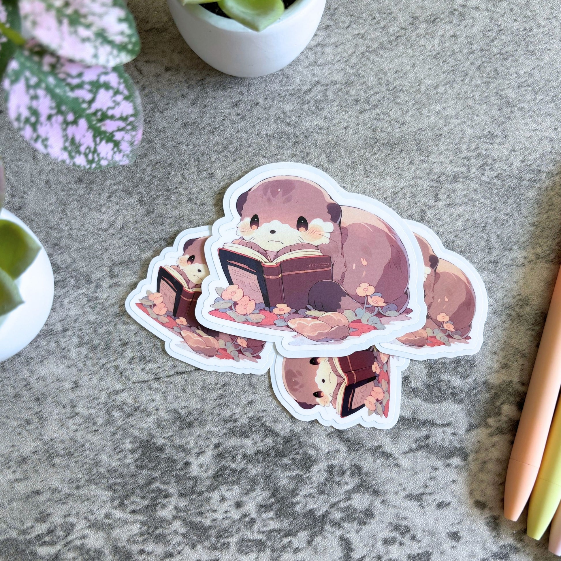 Otter Reading a Book Sticker