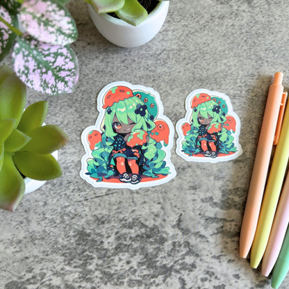 Slime Girl Sticker, Orange and Green