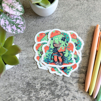 Slime Girl Sticker, Orange and Green