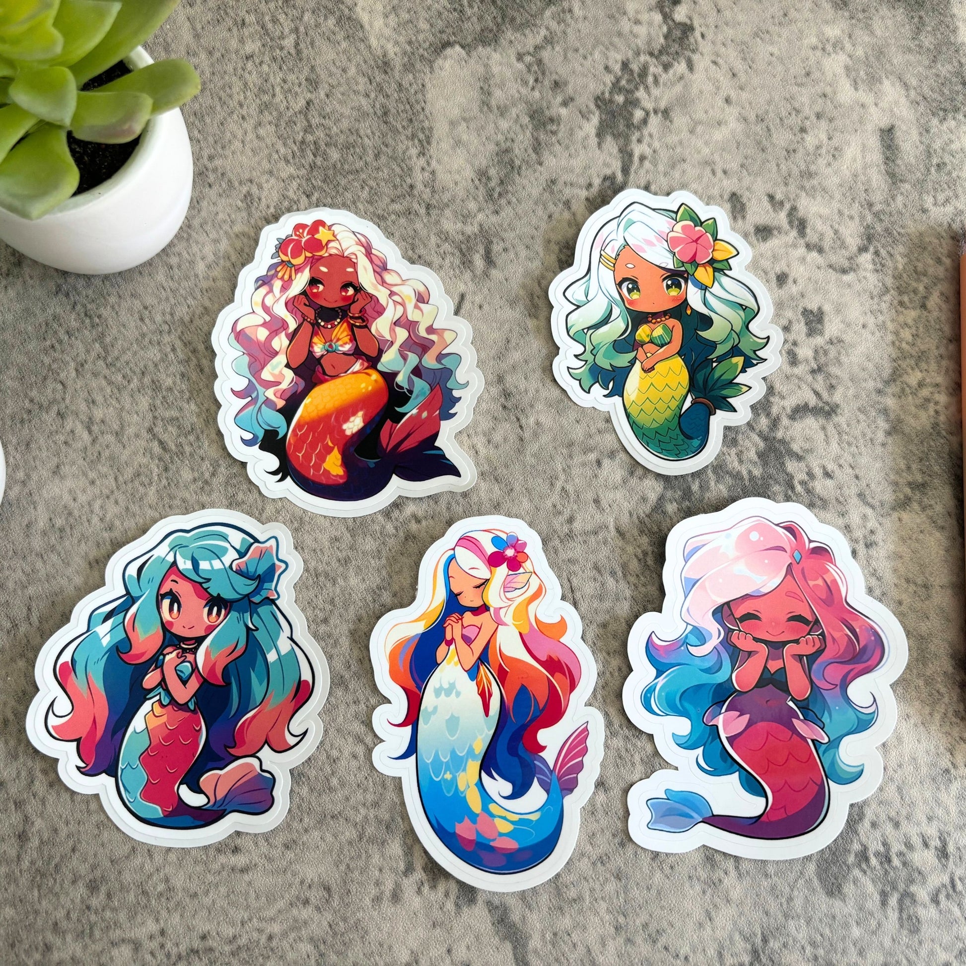 Tropical Summer Mermaids Sticker Set