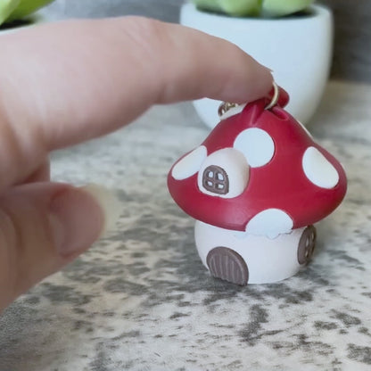 Mushroom House Clicker Keychain, Purse, and Backpack Accessory