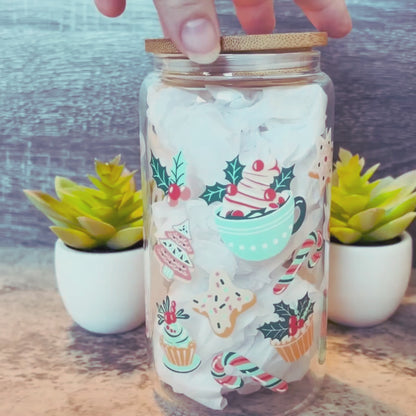 Cute Holiday Treats Glass Iced Coffee Cup