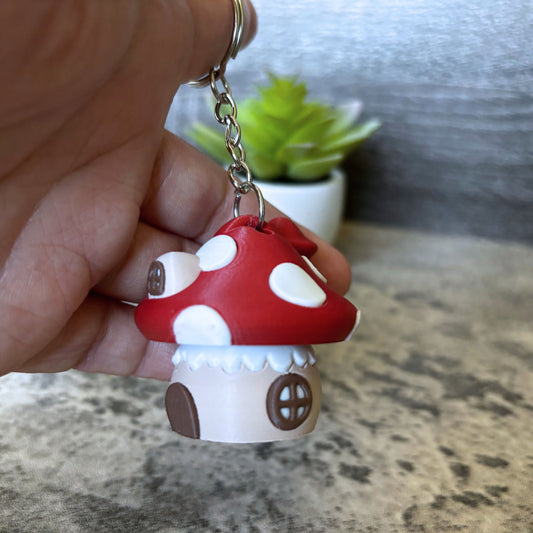 Mushroom House Clicker Keychain, Purse, and Backpack Accessory