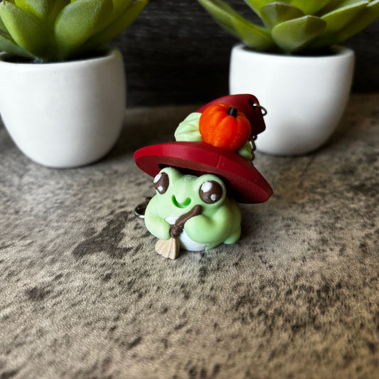 Cute Witchy Frog Clicker Keychain, Purse, and Backpack Accessory