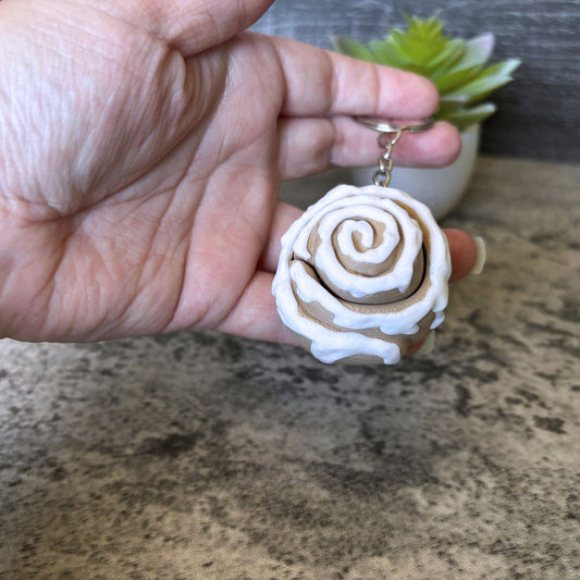 Cute Cinnamon Roll Clicker Keychain, Purse, and Backpack Accessory