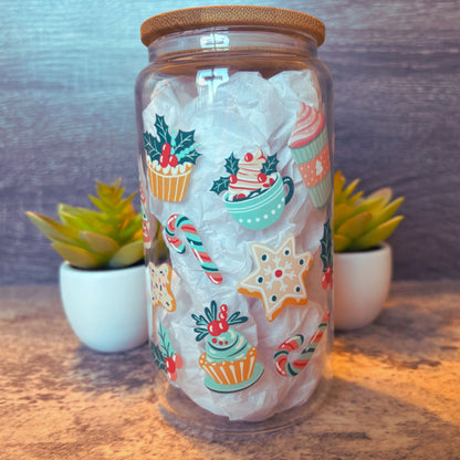 Cute Holiday Treats Glass Iced Coffee Cup